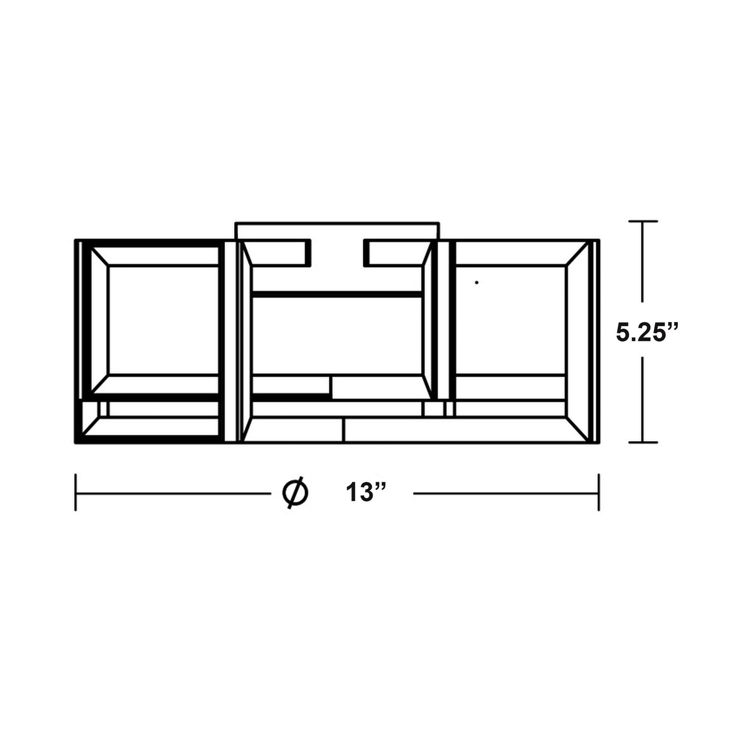 Cass LED Semi Flush Mount Ceiling Light - line drawing.