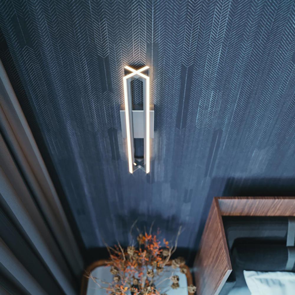 Cass LED Wall Light in bedroom.