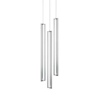 Cass Round LED Pendant Light in Satin Nickel (48-Inch).