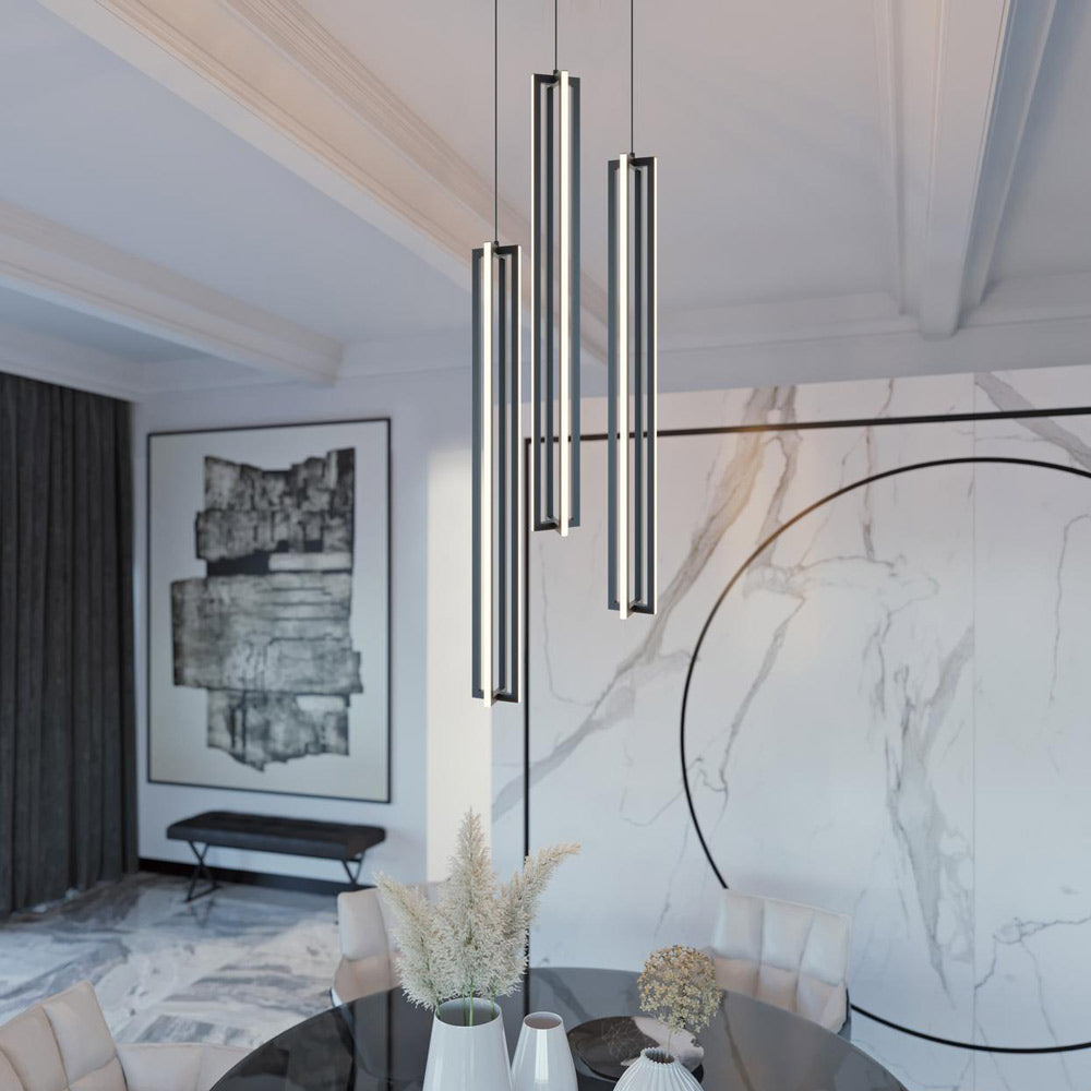 Cass Round LED Pendant Light in living room.
