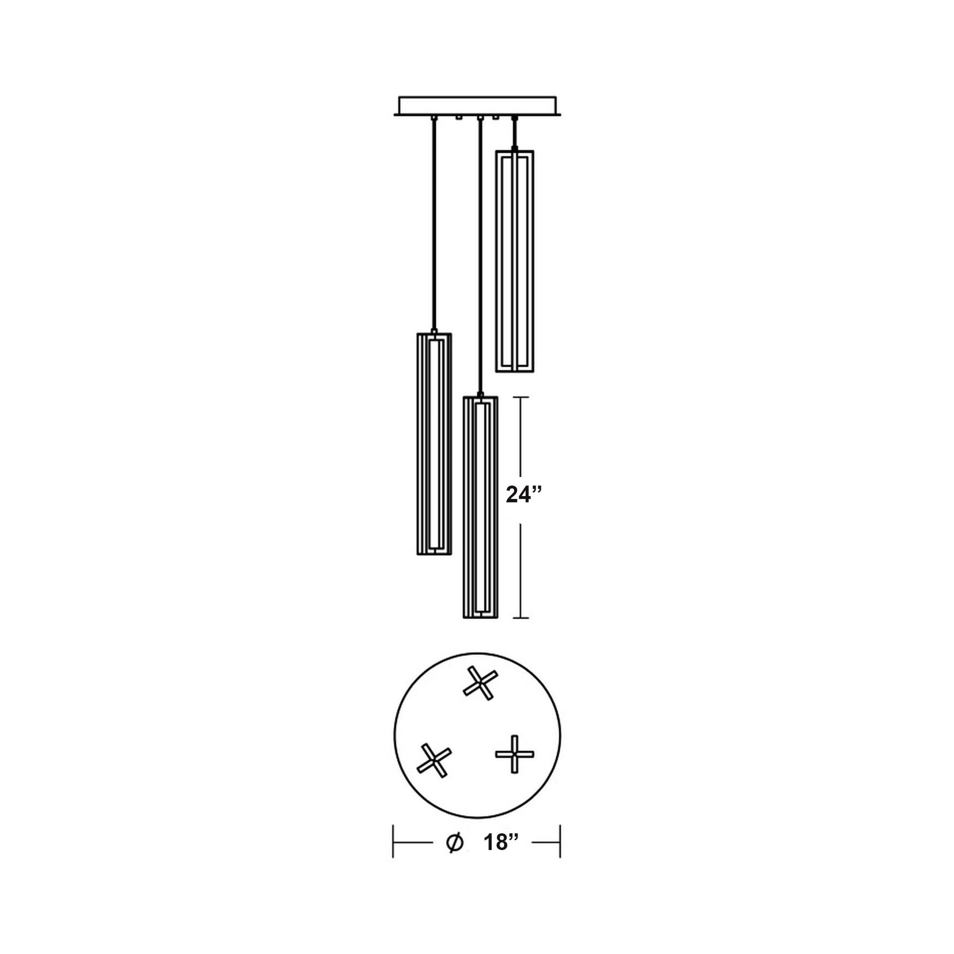 Cass Round LED Pendant Light - line drawing.