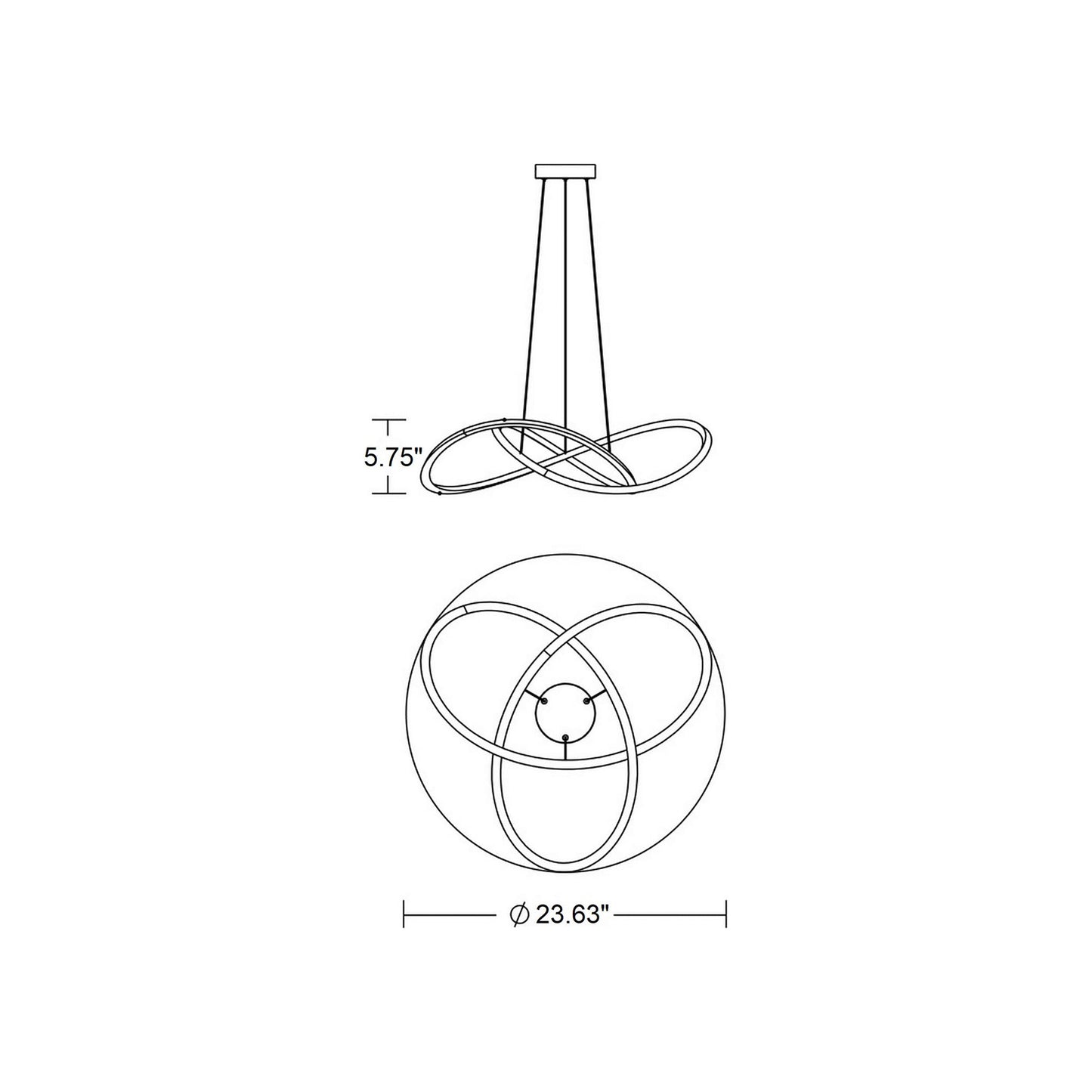 Celeste LED Pendant Light - line drawing.