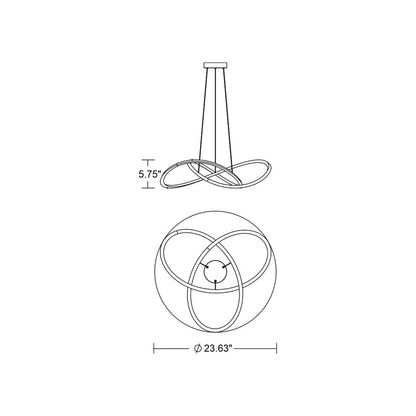 Celeste LED Pendant Light - line drawing.