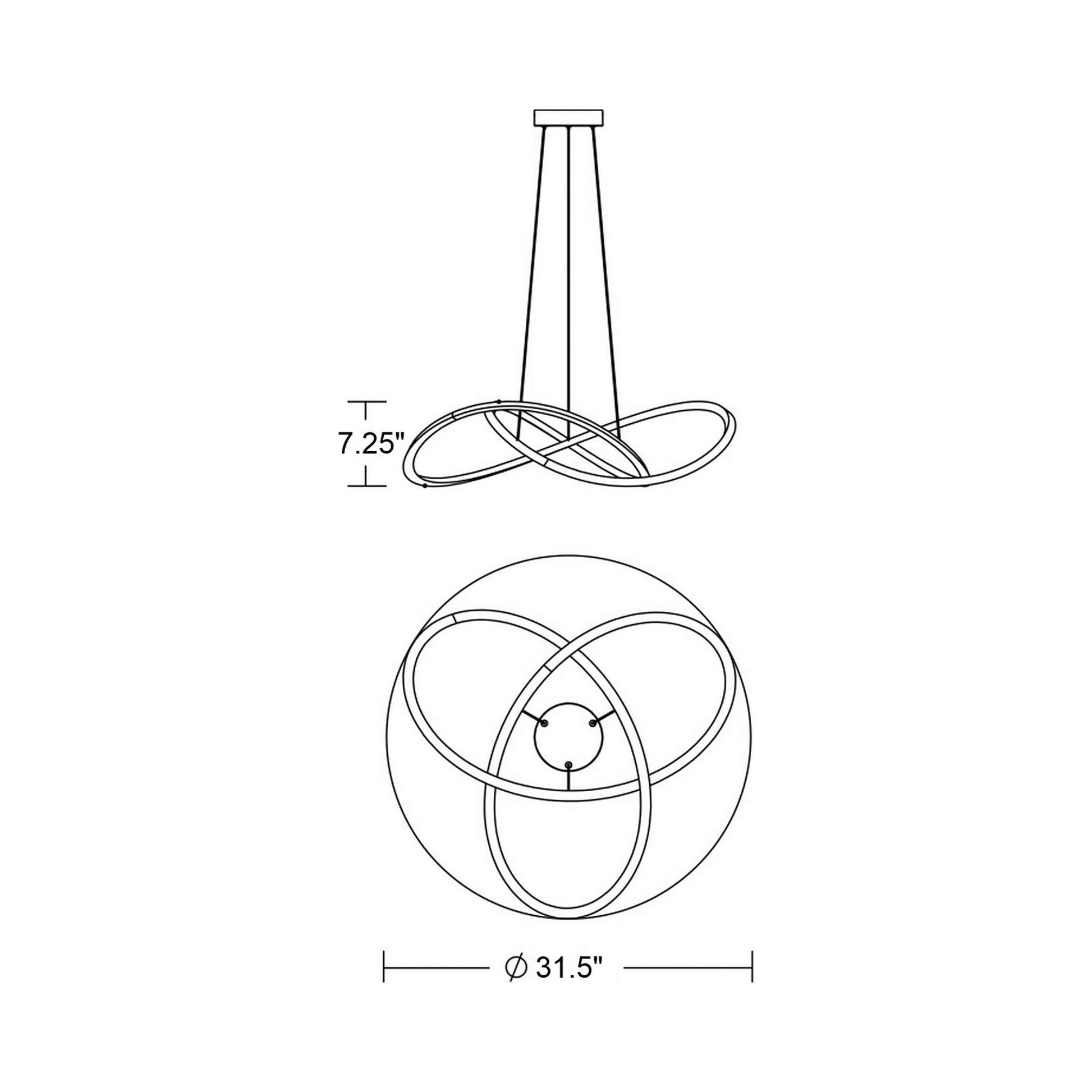 Celeste LED Pendant Light - line drawing.