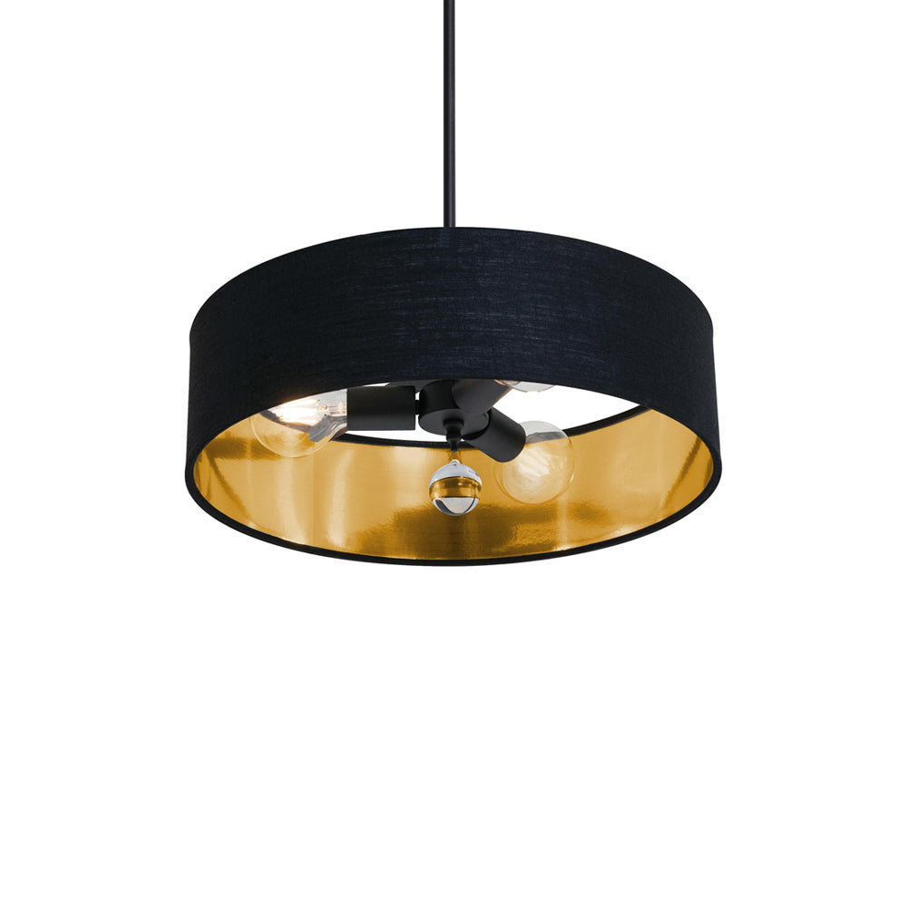 Celine Pendant Light in Black/Black/Gold (18-Inch).