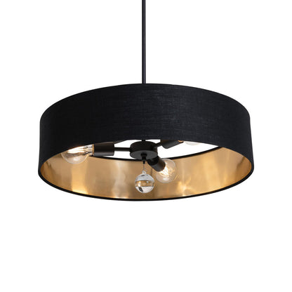 Celine Pendant Light in Black/Black/Gold (24-Inch).