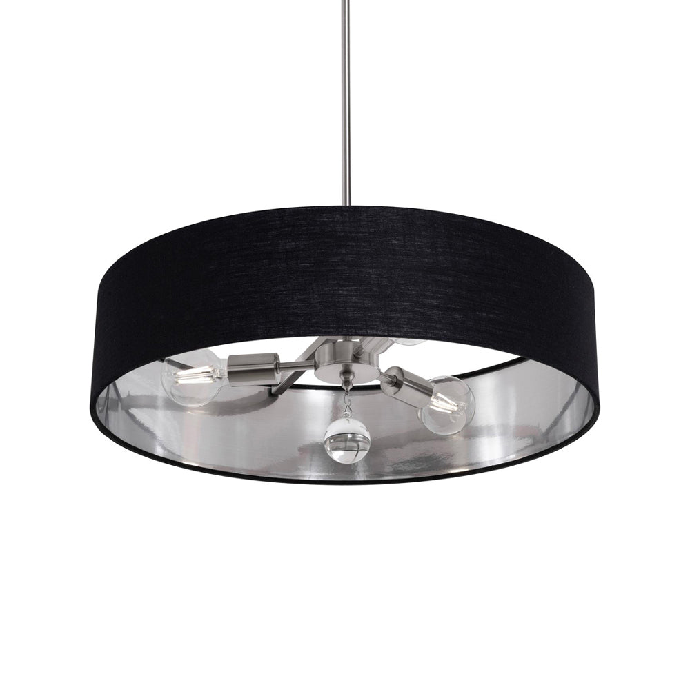 Celine Pendant Light in Satin Nickel/Black/Silver (24-Inch).