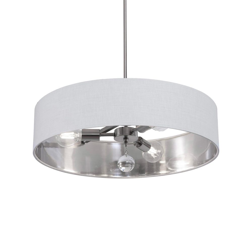 Celine Pendant Light in Satin Nickel/White/Silver (24-Inch).