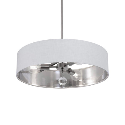 Celine Pendant Light in Satin Nickel/White/Silver (24-Inch).