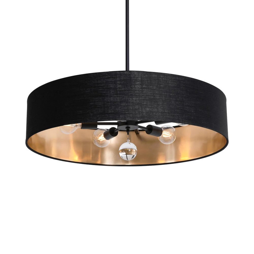 Celine Pendant Light in Black/Black/Gold (30-Inch).