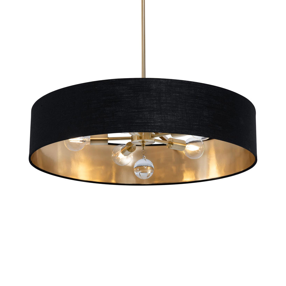 Celine Pendant Light in Satin Brass/Black/Gold (30-Inch).