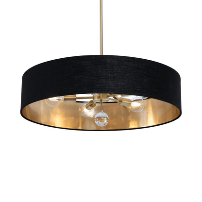 Celine Pendant Light in Satin Brass/Black/Gold (30-Inch).