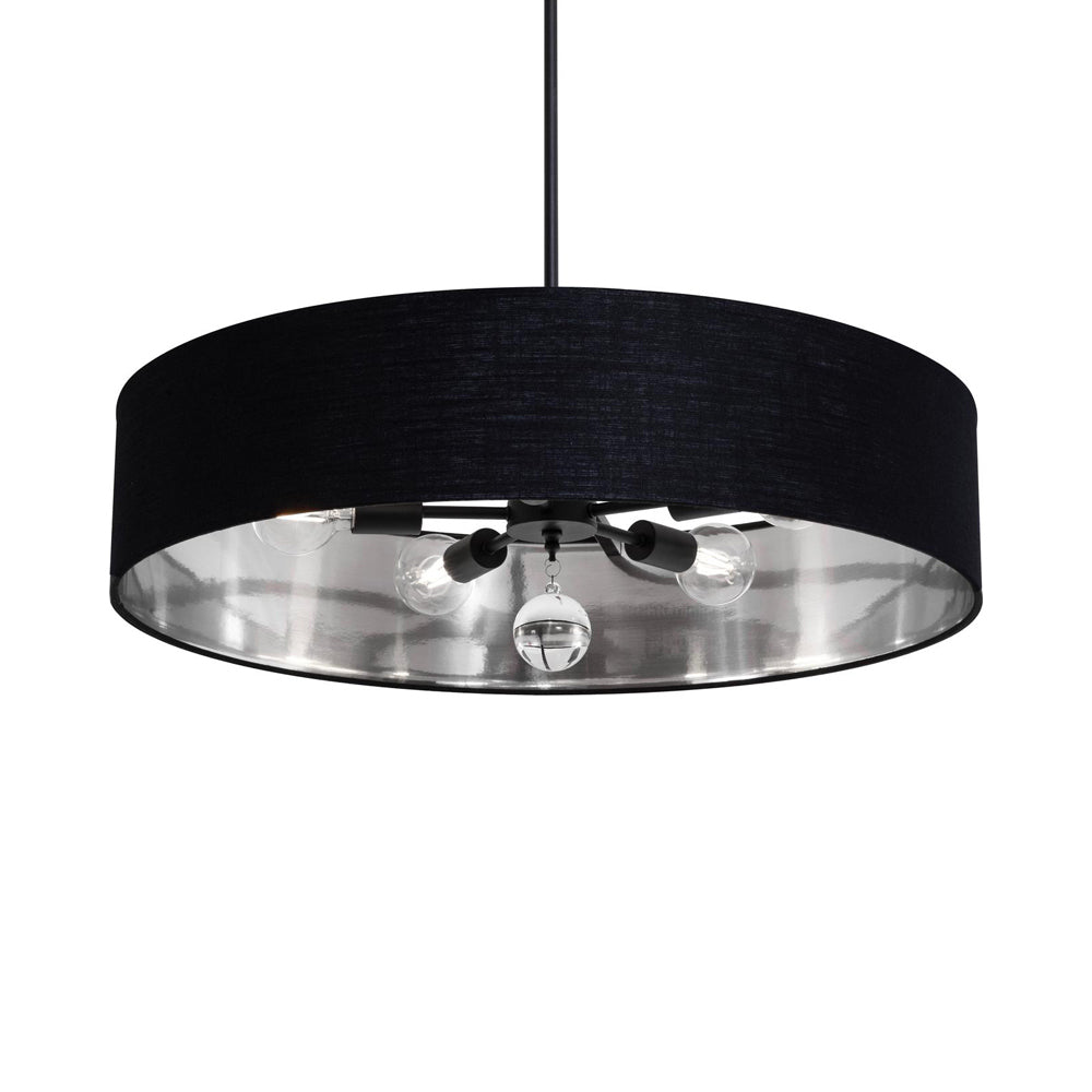 Celine Pendant Light in Black/Black/Silver (30-Inch).