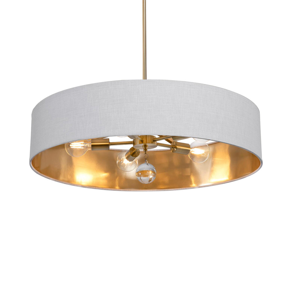 Celine Pendant Light in Satin Brass/White/Gold (30-Inch).