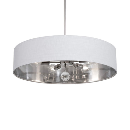 Celine Pendant Light in Satin Nickel/White/Silver (30-Inch).