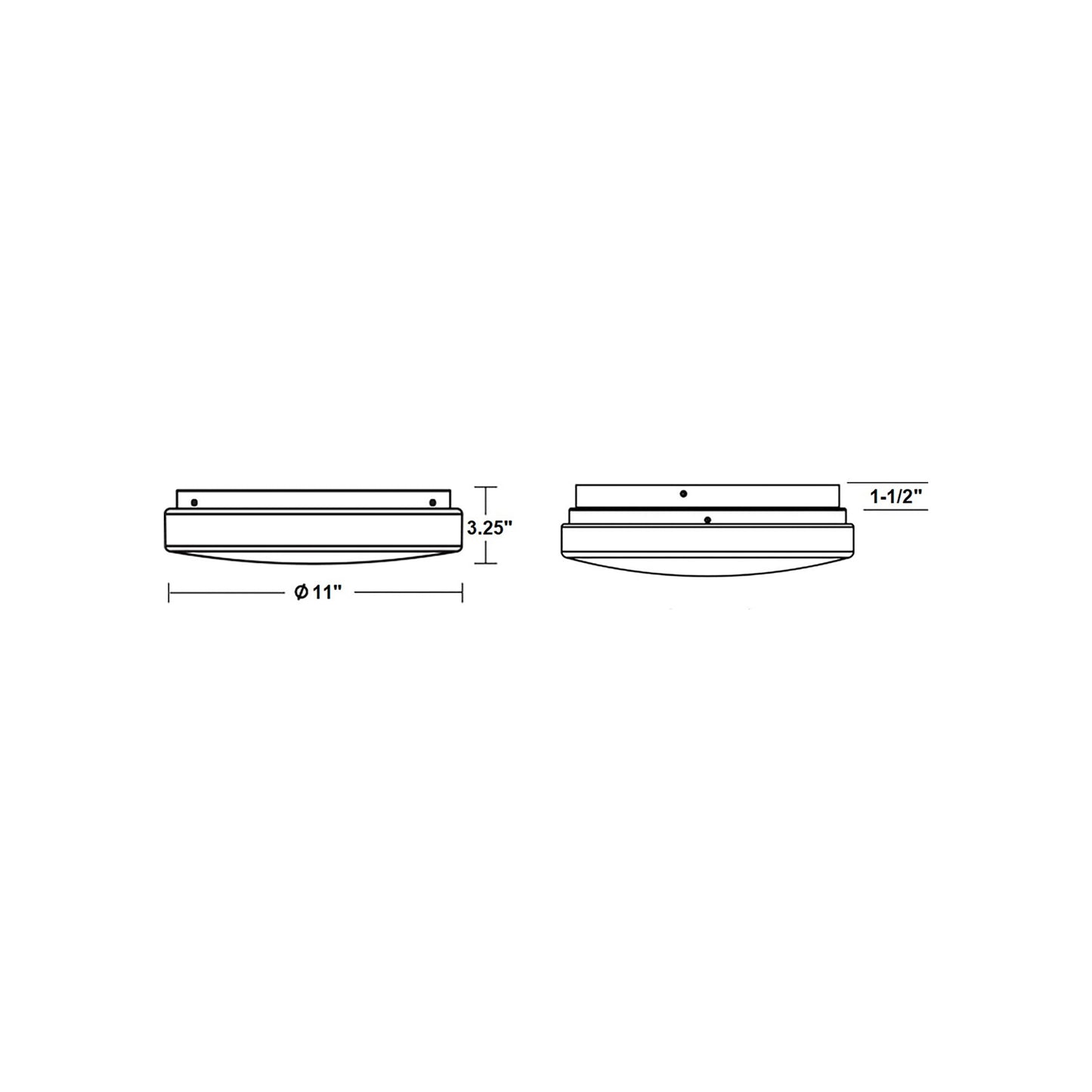 Cirrus LED Flush Mount Ceiling Light - line drawing.