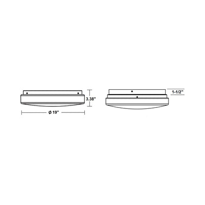 Cirrus LED Flush Mount Ceiling Light - line drawing.