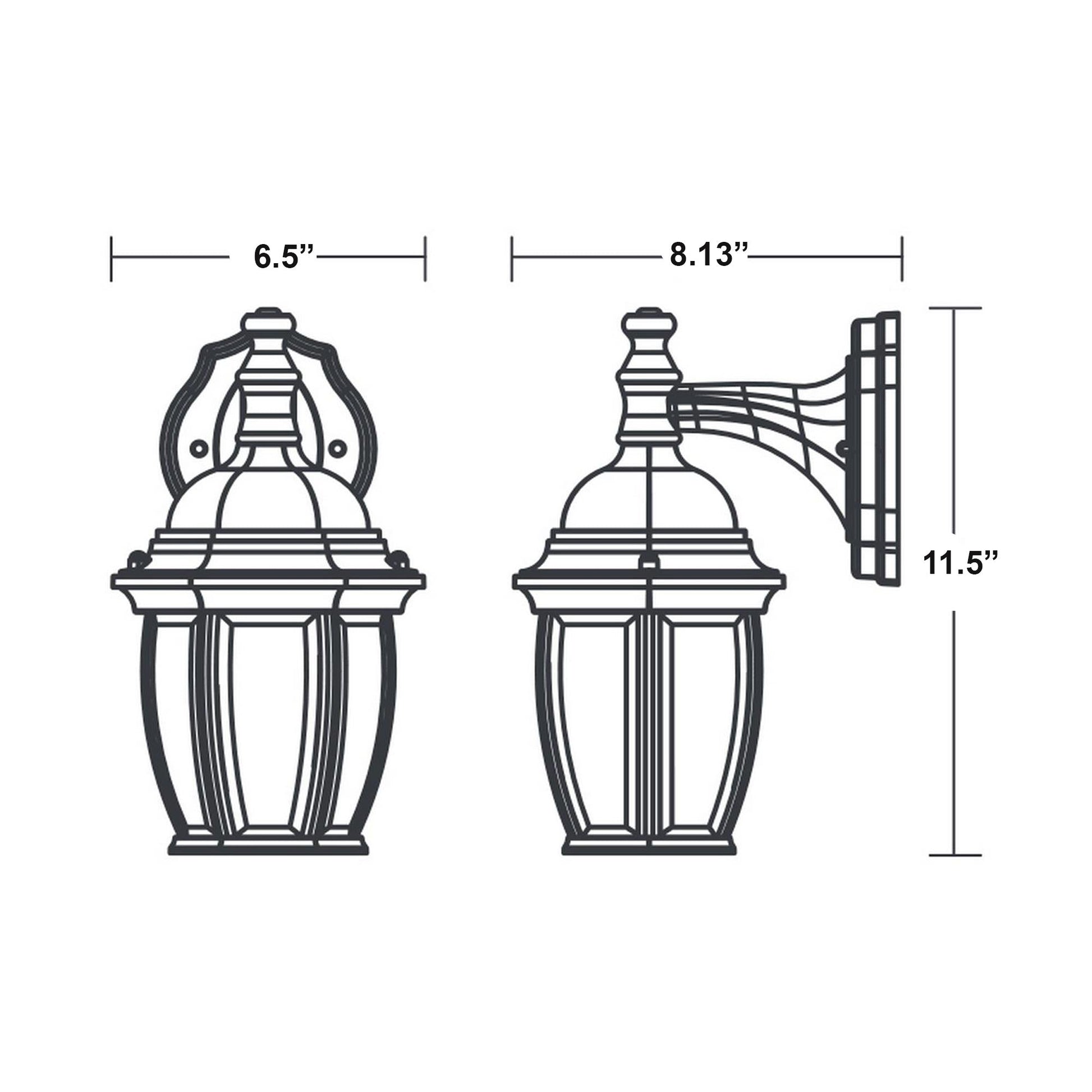 Clark Outdoor LED Wall Light - line drawing.