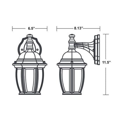 Clark Outdoor LED Wall Light - line drawing.