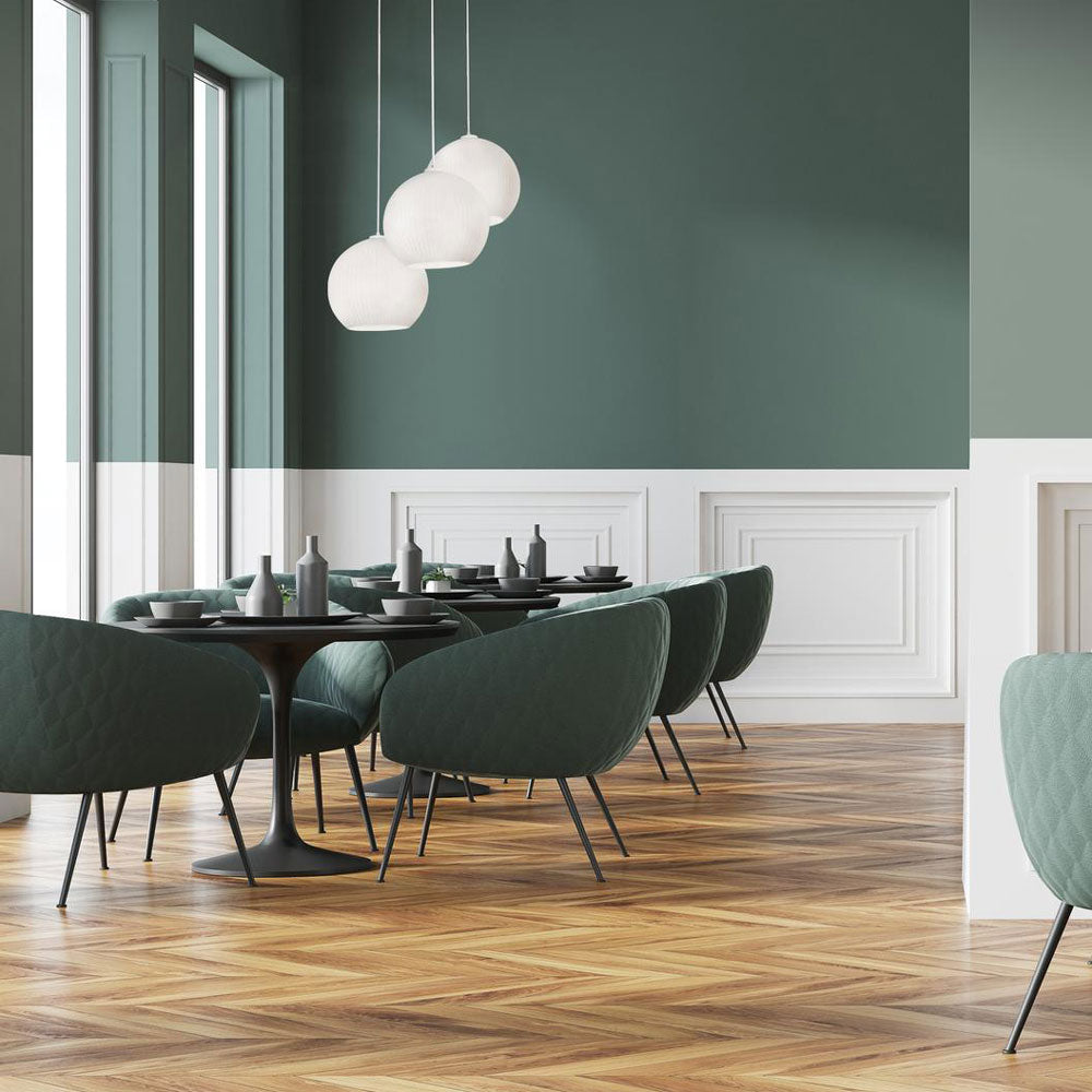 Cleo Round Pendant Light in living room.