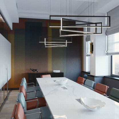 Cole Linear LED Pendant Light in living room.