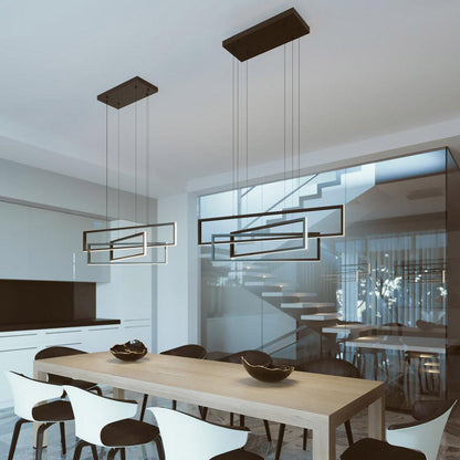Cole Linear LED Pendant Light in living room.
