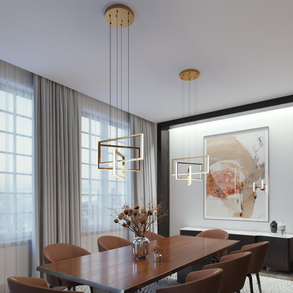 Cole Linear LED Pendant Light in living room.