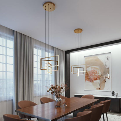 Cole Linear LED Pendant Light in living room.
