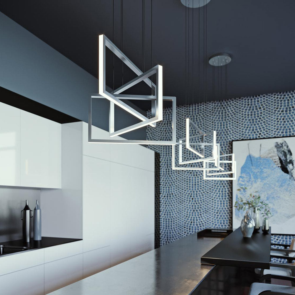 Cole Linear LED Pendant Light in living room.