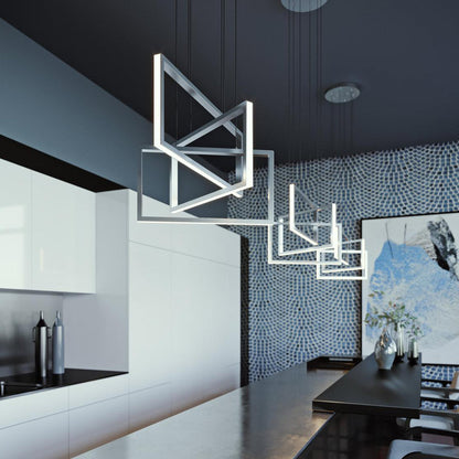 Cole Linear LED Pendant Light in living room.