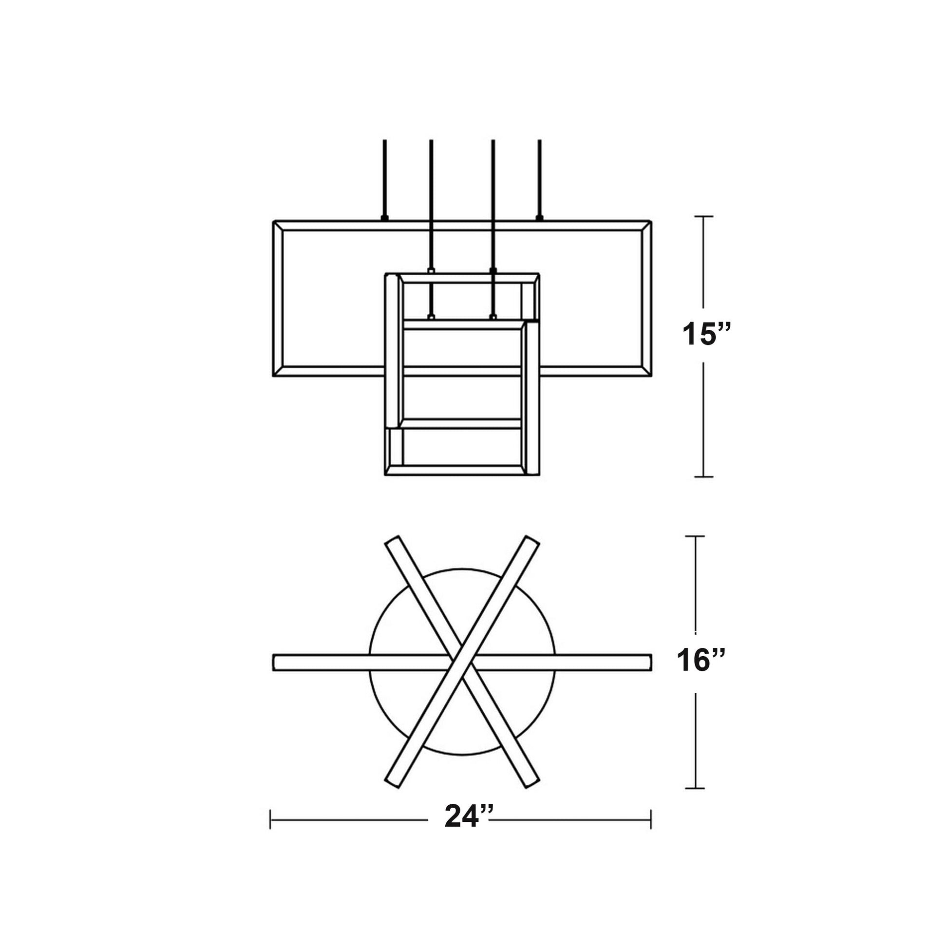 Cole Linear LED Pendant Light - line drawing.