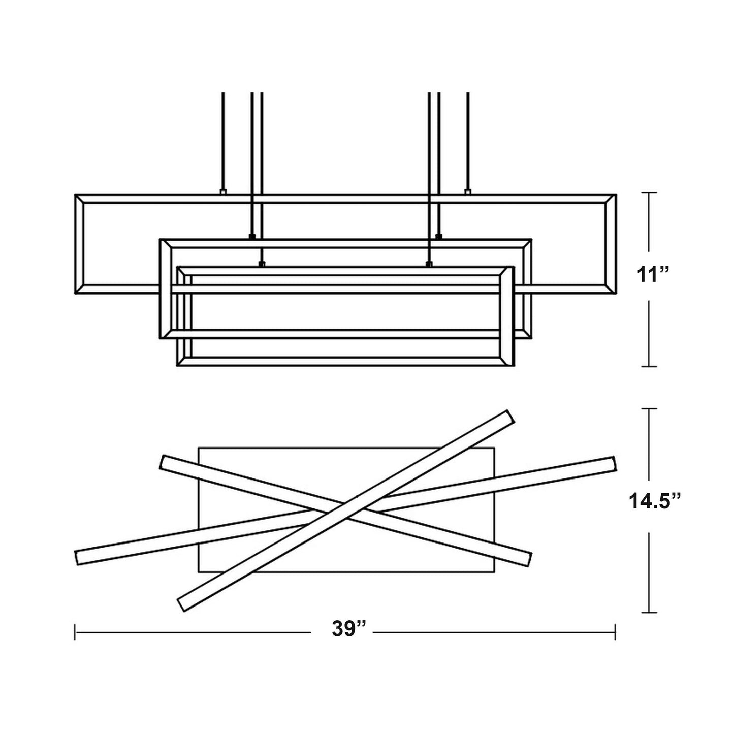 Cole Linear LED Pendant Light - line drawing.