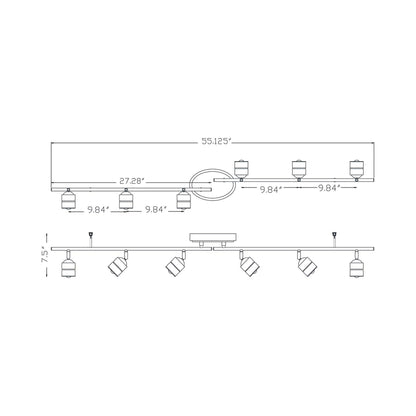 Core LED Track Ceiling / Wall Light - line drawing.