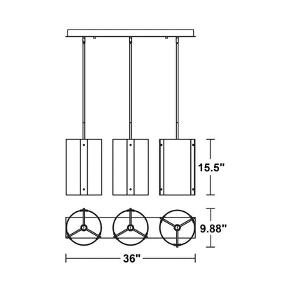 Dana Linear Pendant Light - line drawing.