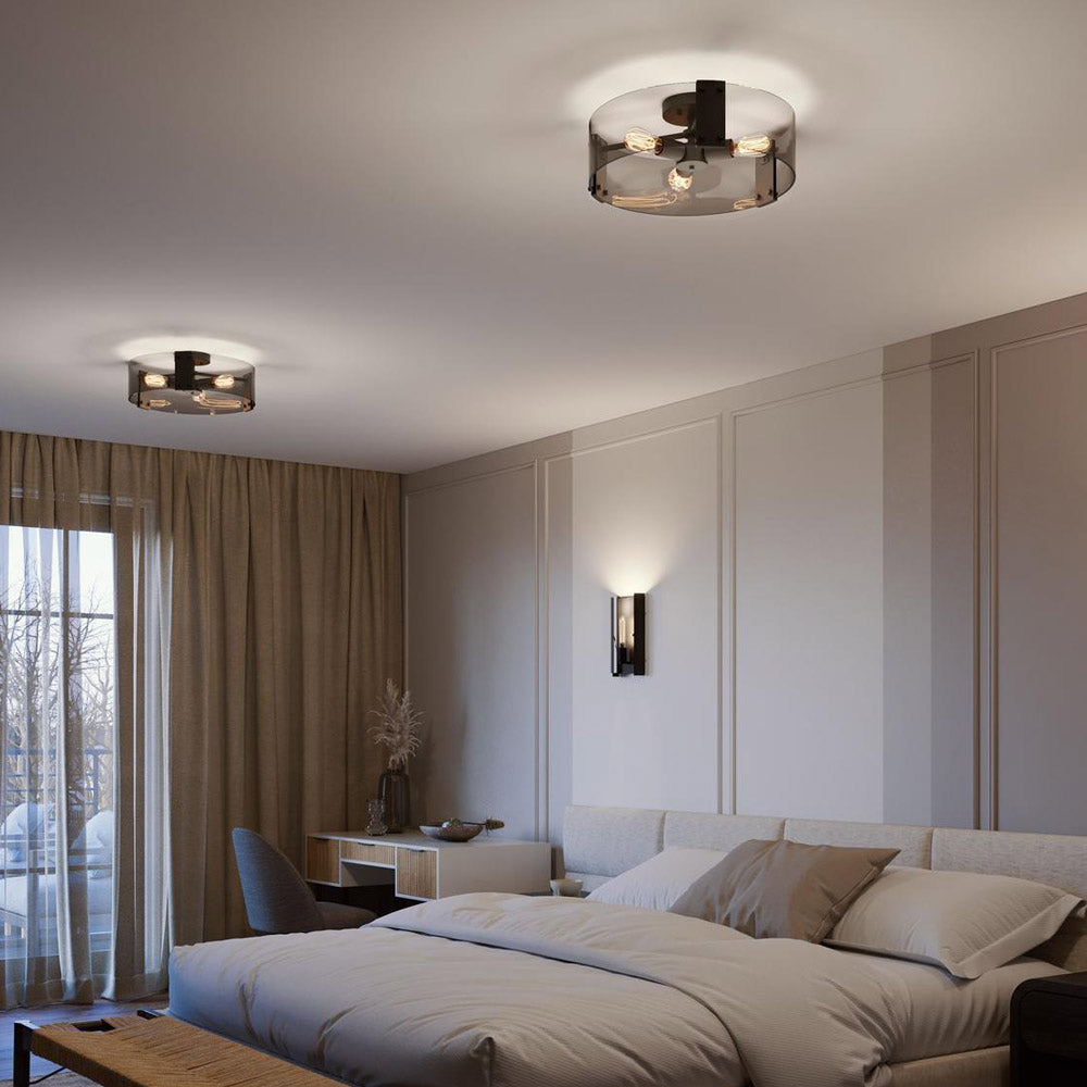 Dana Semi Flush Mount Ceiling Light in bedroom.