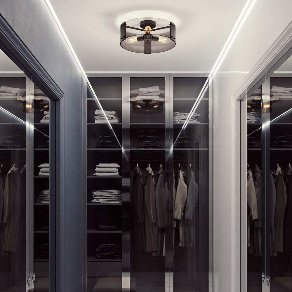 Dana Semi Flush Mount Ceiling Light in closet.