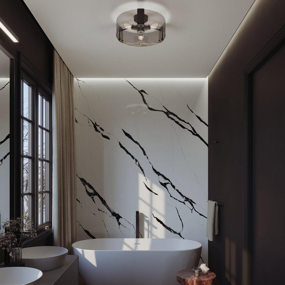 Dana Semi Flush Mount Ceiling Light in bathroom.