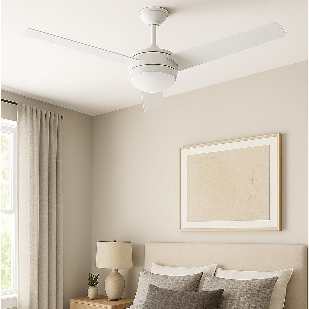 Davis LED Ceiling Fan in bedroom.