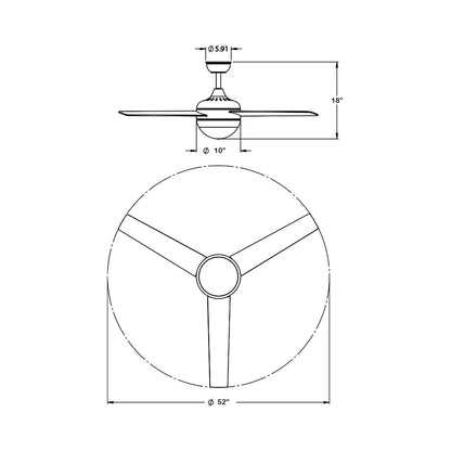 Davis LED Ceiling Fan - line drawing.