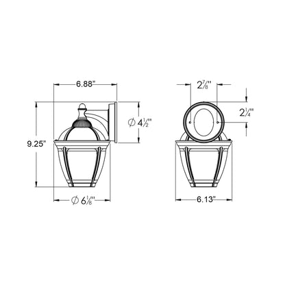 Dawson Outdoor LED Wall Light - line drawing.