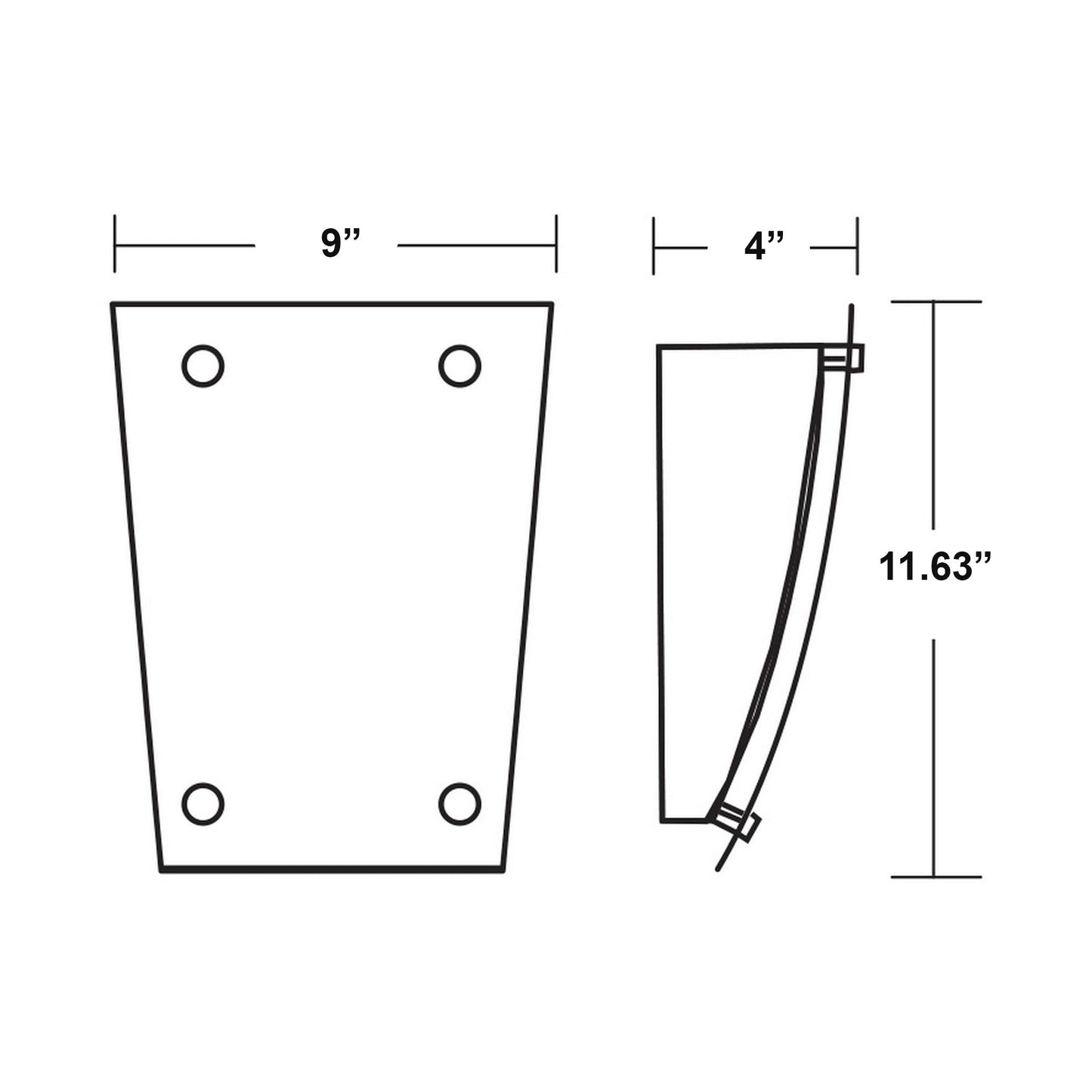 Dorset LED Wall Light - line drawing.