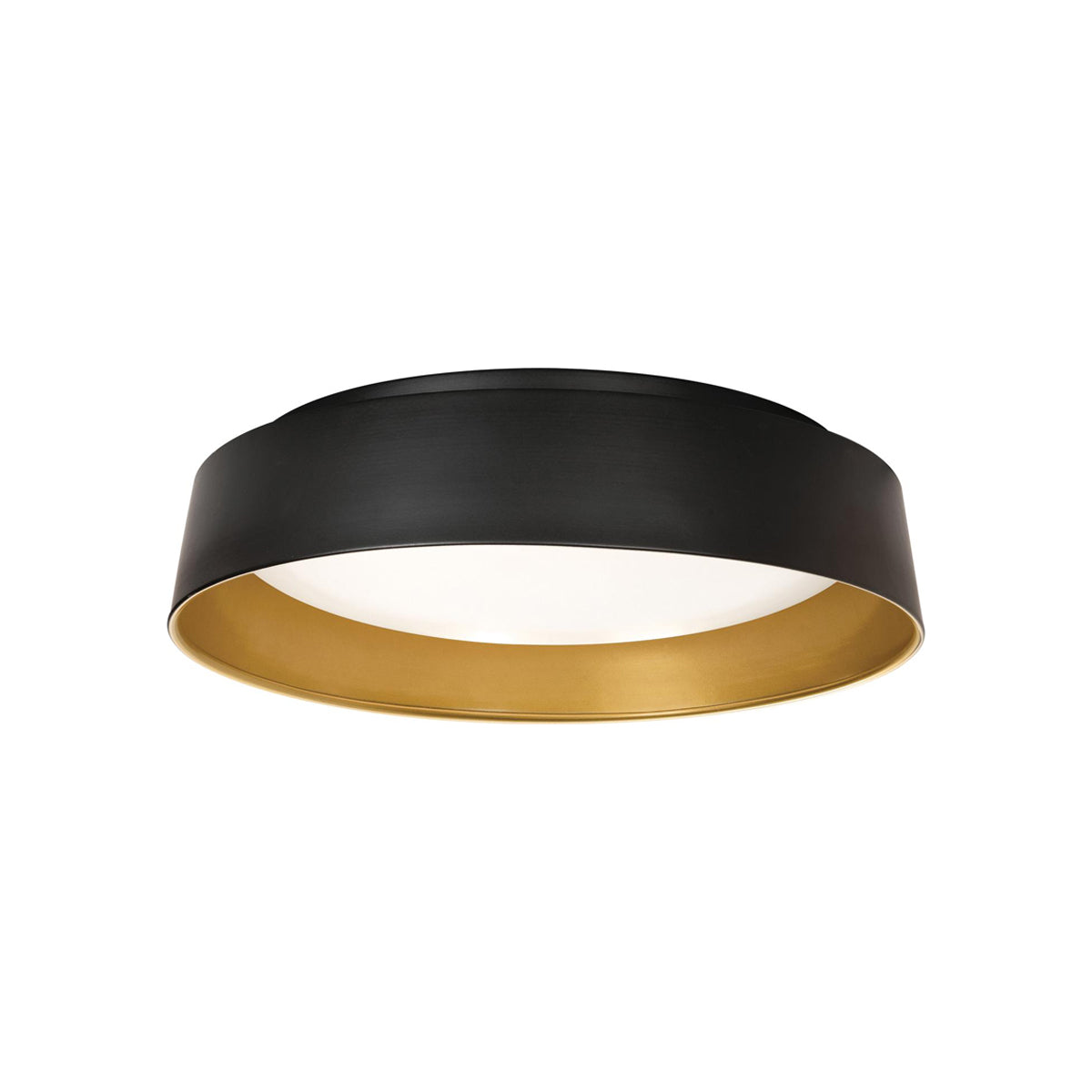Duncan LED Flush Mount Ceiling Light in Black/Gold (15.5-Inch).