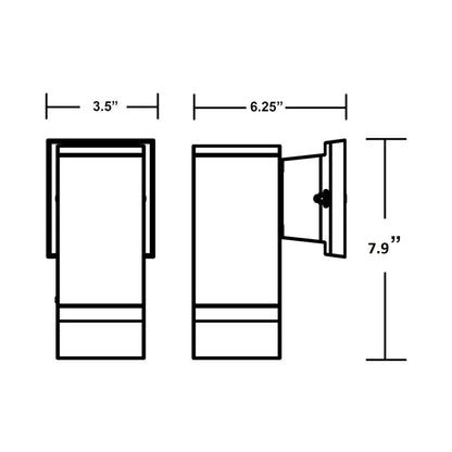 Edmund Outdoor LED Single Wall Light - line drawing.