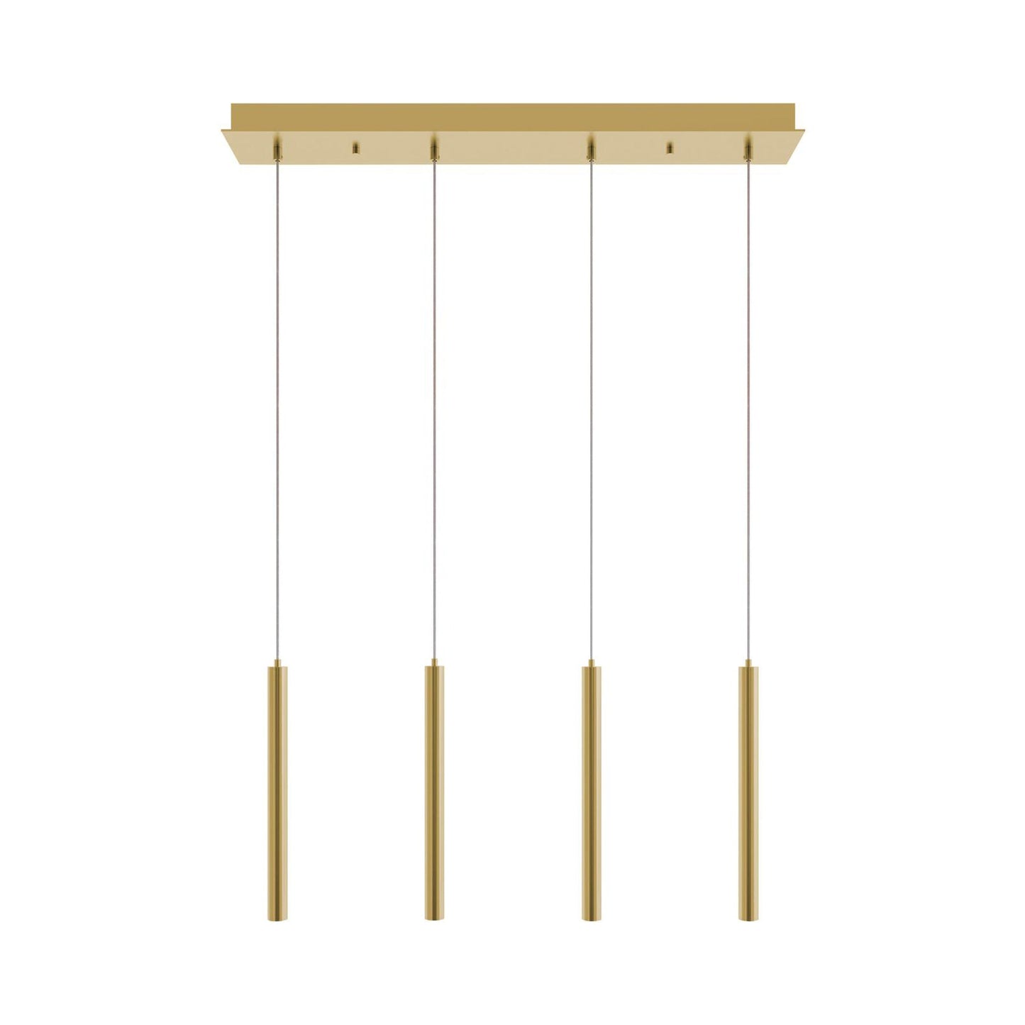 Eli Linear LED Pendant Light in Satin Brass.