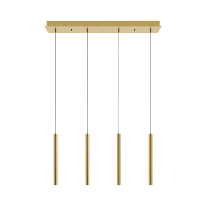 Eli Linear LED Pendant Light in Satin Brass.