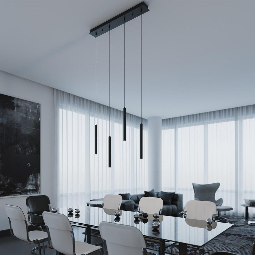 Eli Linear LED Pendant Light in dining room.