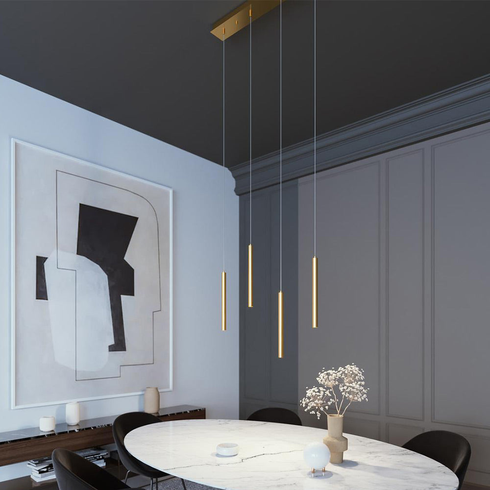 Eli Linear LED Pendant Light in dining room.