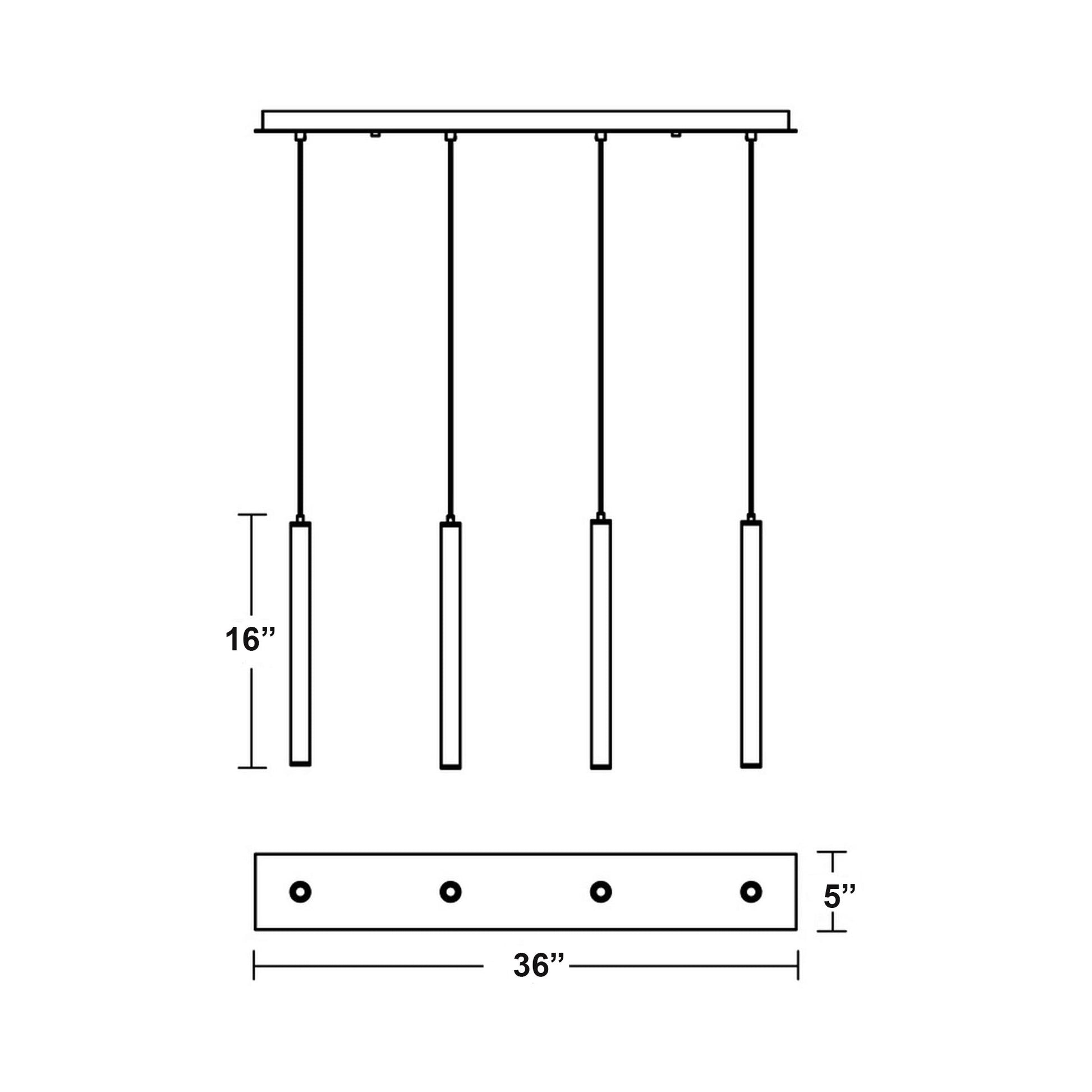Eli Linear LED Pendant Light - line drawing.