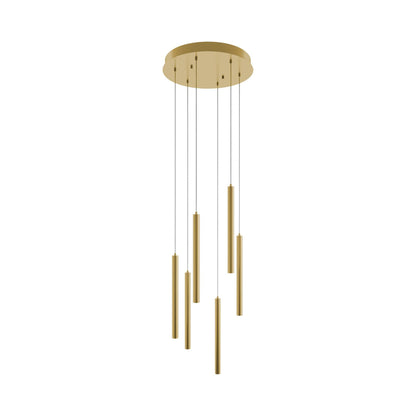 Eli Round LED Pendant Light in Satin Brass (6-Light).