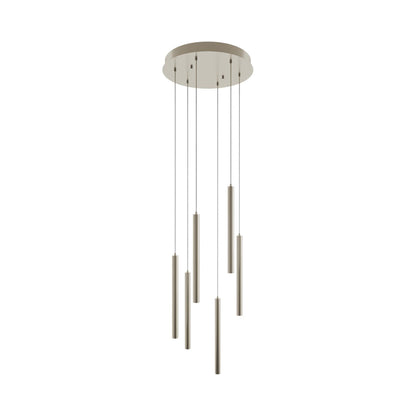 Eli Round LED Pendant Light in Satin Nickel (6-Light).